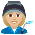 How Woman Factory Worker: Medium-Light Skin Tone emoji looks on Joypixels.