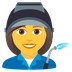 How Woman Factory Worker emoji looks on Joypixels.