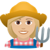 How Woman Farmer: Medium-Light Skin Tone emoji looks on Joypixels.