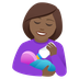 Wie Frau, die Baby die Flasche gibt: mitteldunkle Hautfarbe Emoji auf Joypixels aussieht.