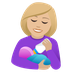 Wie Frau, die Baby die Flasche gibt: mittelhelle Hautfarbe Emoji auf Joypixels aussieht.