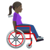 Bagaimana Woman in Manual Wheelchair Facing Right: Dark Skin Tone emoji terlihat di Joypixels.