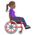 Bagaimana Woman in Manual Wheelchair Facing Right: Medium-Dark Skin Tone emoji terlihat di Joypixels.