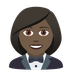 How Woman in Tuxedo: Dark Skin Tone emoji looks on Joypixels.