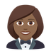 How Woman in Tuxedo: Medium-Dark Skin Tone emoji looks on Joypixels.