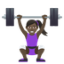 Bagaimana Woman Lifting Weights: Dark Skin Tone emoji terlihat di Joypixels.