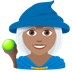 How Woman Mage: Medium Skin Tone emoji looks on Joypixels.