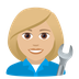 How Woman Mechanic: Medium-Light Skin Tone emoji looks on Joypixels.