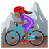 Bagaimana Woman Mountain Biking: Medium-Dark Skin Tone emoji terlihat di Joypixels.