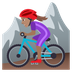 How Woman Mountain Biking: Medium Skin Tone emoji looks on Joypixels.