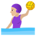 Wie Wasserballspielerin: mittelhelle Hautfarbe Emoji auf Joypixels aussieht.