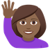 How Woman Raising Hand: Medium-Dark Skin Tone emoji looks on Joypixels.