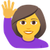 Bagaimana Woman Raising Hand emoji terlihat di Joypixels.