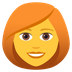 Wie Frau: rotes Haar Emoji auf Joypixels aussieht.