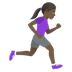 How Woman Running Facing Right: Dark Skin Tone emoji looks on Joypixels.