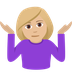 Wie Schulterzuckende Frau: mittelhelle Hautfarbe Emoji auf Joypixels aussieht.