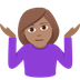 Bagaimana Woman Shrugging: Medium Skin Tone emoji terlihat di Joypixels.