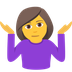 Bagaimana Woman Shrugging emoji terlihat di Joypixels.