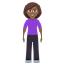 How Woman Standing: Medium-Dark Skin Tone emoji looks on Joypixels.