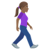 How Woman Walking Facing Right: Medium-Dark Skin Tone emoji looks on Joypixels.