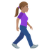 How Woman Walking Facing Right: Medium Skin Tone emoji looks on Joypixels.