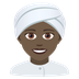 Wie Frau mit Turban: dunkle Hautfarbe Emoji auf Joypixels aussieht.