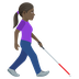 How Woman with White Cane Facing Right: Dark Skin Tone emoji looks on Joypixels.