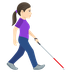 How Woman with White Cane Facing Right: Light Skin Tone emoji looks on Joypixels.