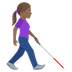 How Woman with White Cane Facing Right: Medium-Dark Skin Tone emoji looks on Joypixels.