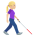 How Woman with White Cane Facing Right: Medium-Light Skin Tone emoji looks on Joypixels.