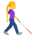 How Woman with White Cane Facing Right emoji looks on Joypixels.