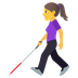 How Woman with White Cane emoji looks on Joypixels.