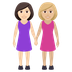 How Women Holding Hands: Light Skin Tone, Medium-Light Skin Tone emoji looks on Joypixels.