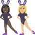Hur Kvinnor med kaninöron: mörk hy, mellanljus hy emoji ser ut på Joypixels.