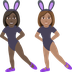 Hur Kvinnor med kaninöron: mörk hy, mellanfärgad hy emoji ser ut på Joypixels.