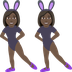 Hur Kvinnor med kaninöron: mörk hy emoji ser ut på Joypixels.
