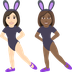 Hur Kvinnor med kaninöron: ljus hy, mellanmörk hy emoji ser ut på Joypixels.