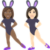 Hur Kvinnor med kaninöron: mellanmörk hy, ljus hy emoji ser ut på Joypixels.
