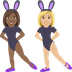 Hur Kvinnor med kaninöron: mellanmörk hy, mellanljus hy emoji ser ut på Joypixels.