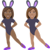 Hur Kvinnor med kaninöron: mellanmörk hy, mellanfärgad hy emoji ser ut på Joypixels.