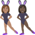 Hur Kvinnor med kaninöron: mellanfärgad hy, mörk hy emoji ser ut på Joypixels.