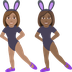 Hur Kvinnor med kaninöron: mellanfärgad hy, mellanmörk hy emoji ser ut på Joypixels.