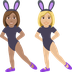 Hur Kvinnor med kaninöron: mellanfärgad hy, mellanljus hy emoji ser ut på Joypixels.