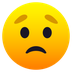 Bagaimana Worried Face emoji terlihat di Joypixels.