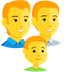 Come Famiglia: uomo, uomo e bambino emoji appare su Messenger.