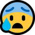 Bagaimana Anxious Face with Sweat emoji terlihat di Microsoft.