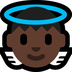 Bagaimana Baby Angel: Dark Skin Tone emoji terlihat di Microsoft.