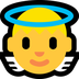 Bagaimana Baby Angel emoji terlihat di Microsoft.