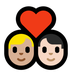 Bagaimana Couple with Heart: Man, Man, Medium-Light Skin Tone, Light Skin Tone emoji terlihat di Microsoft.