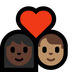 Bagaimana Couple with Heart: Woman, Man, Dark Skin Tone, Medium Skin Tone emoji terlihat di Microsoft.